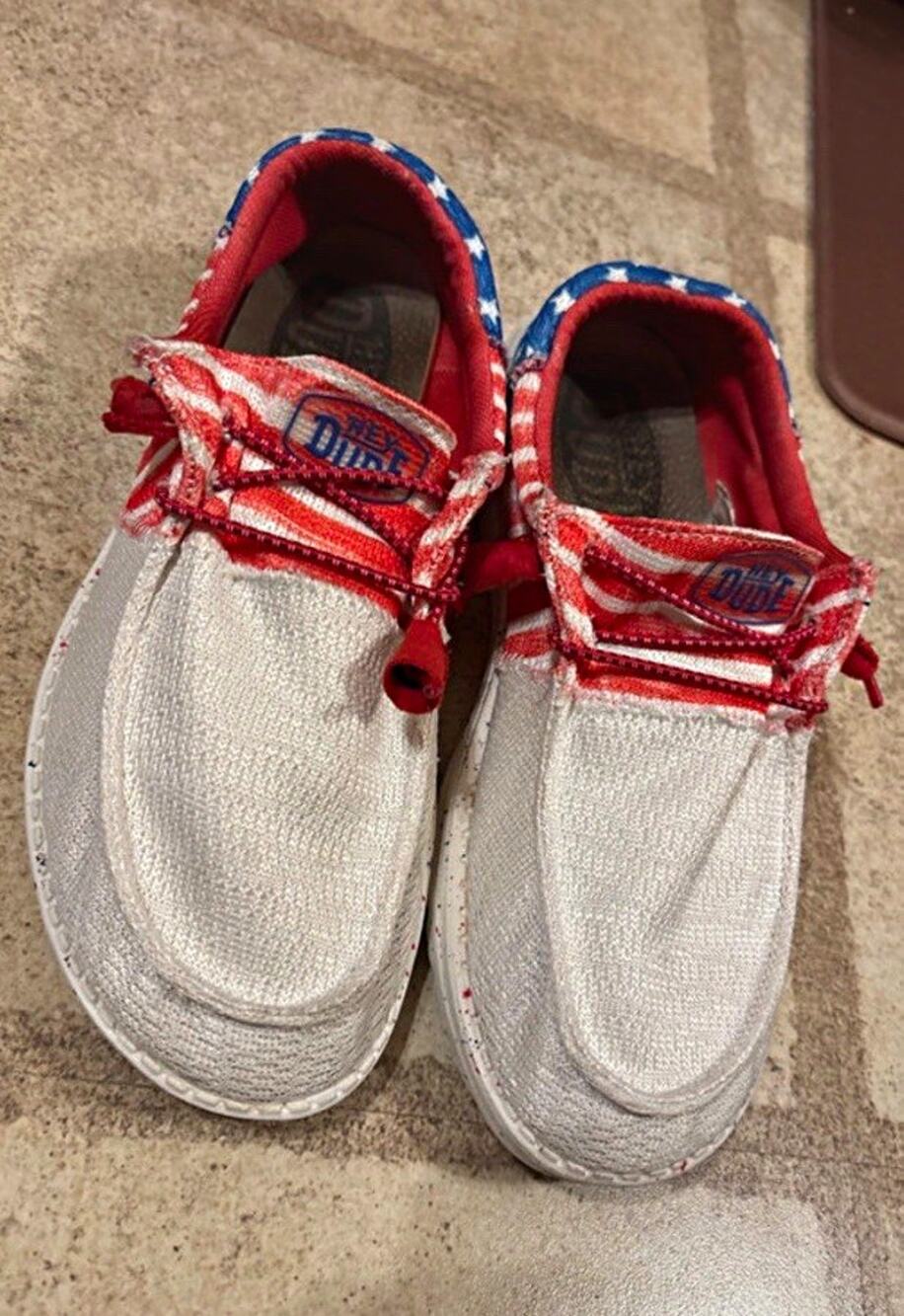 HEYDUDE Wally Tri Patriotic USA Flag Canvas Loafer Shoes Men’s US 8 EU 39